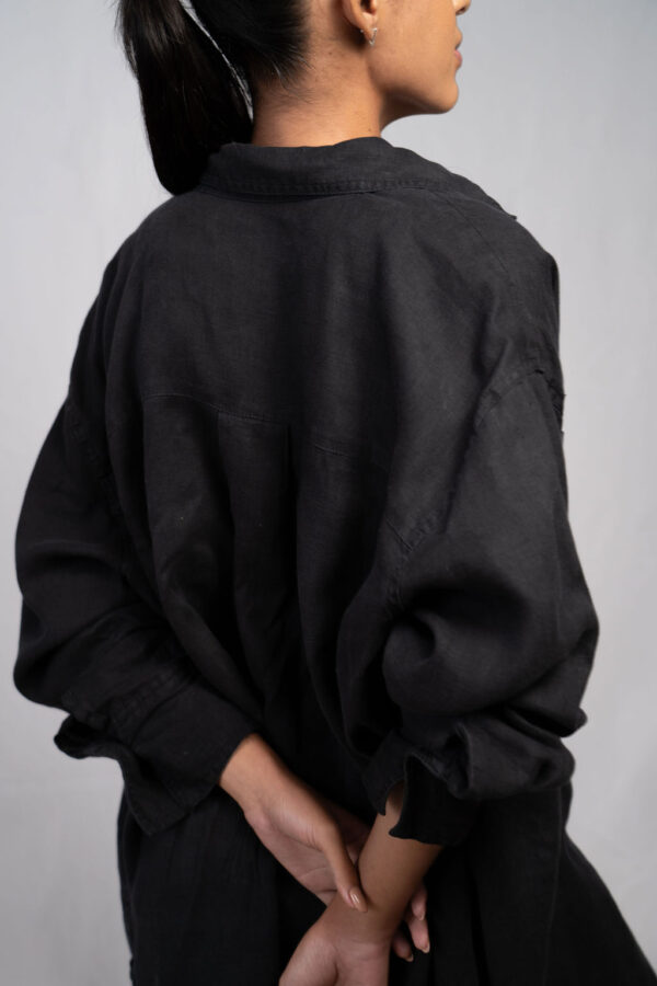 CHEMISE CURTA - LINHO PURO PRETO - Imagem 2