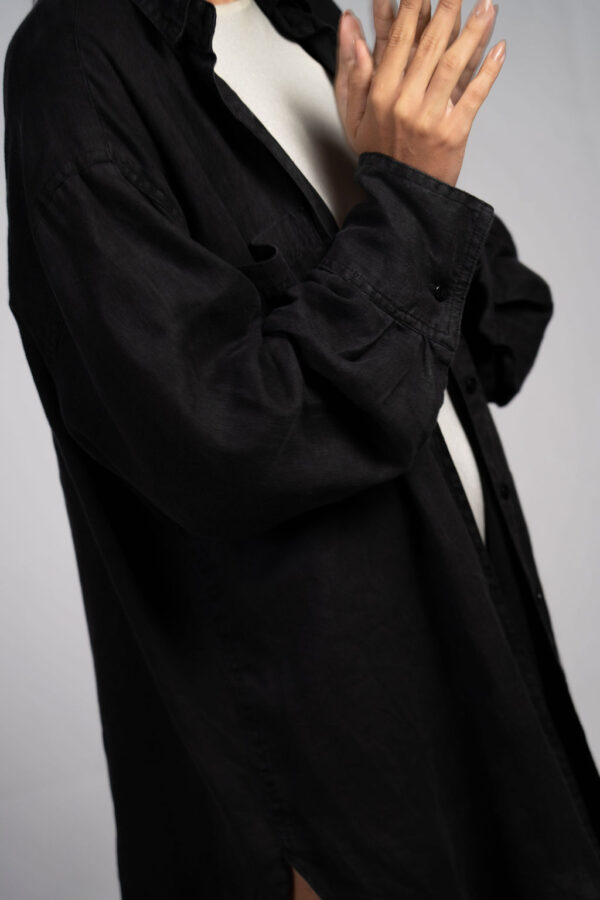 CHEMISE CURTA - LINHO PURO PRETO - Imagem 3