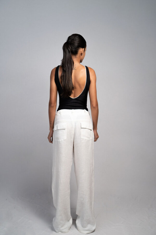CALÇA WIDE LEG - LINHO PURO BRANCO - Imagem 2