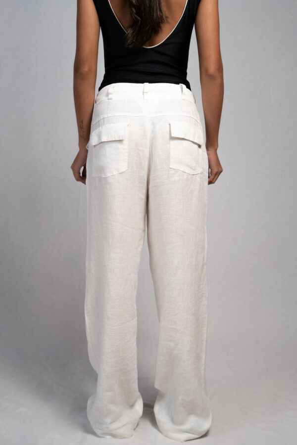 CALÇA WIDE LEG - LINHO PURO BRANCO - Imagem 3