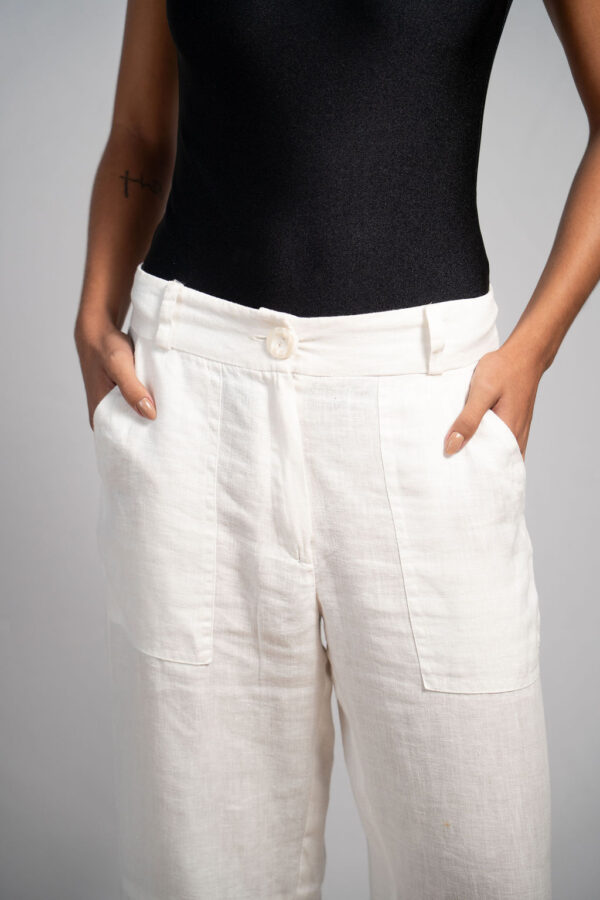 CALÇA WIDE LEG - LINHO PURO BRANCO - Imagem 4